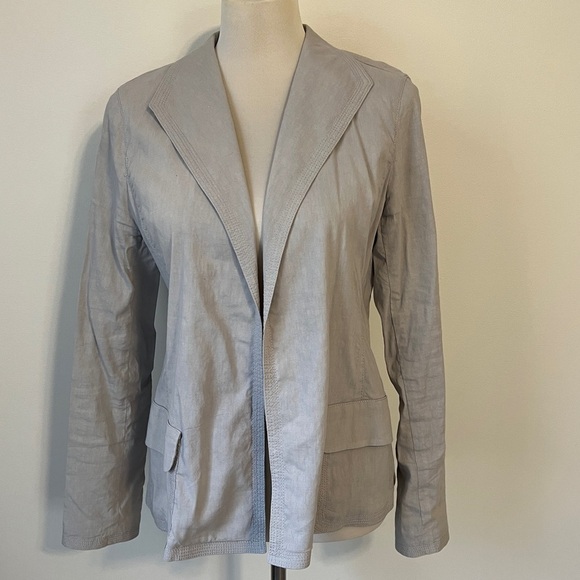 Eileen Fisher Jackets & Blazers - Eileen Fisher Linen Viscose Stretch Open Front Blazer Gray Small